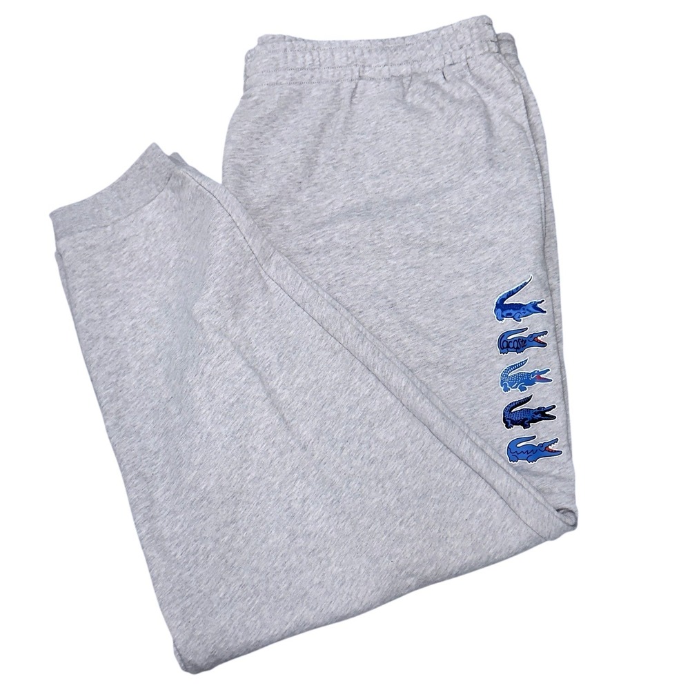 Lacoste Mens 4XLB Gray Fleece Sweatpants‎ Blue Anniversary Gator 11R NWT